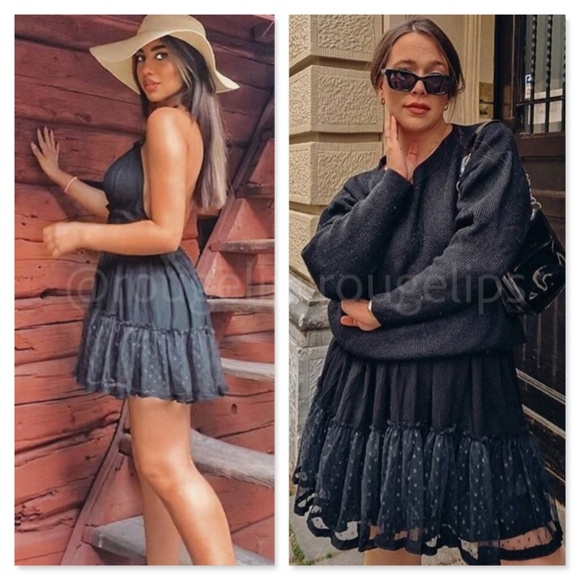 Backless Babydoll Short Dress in Black - Picture 11 of 12